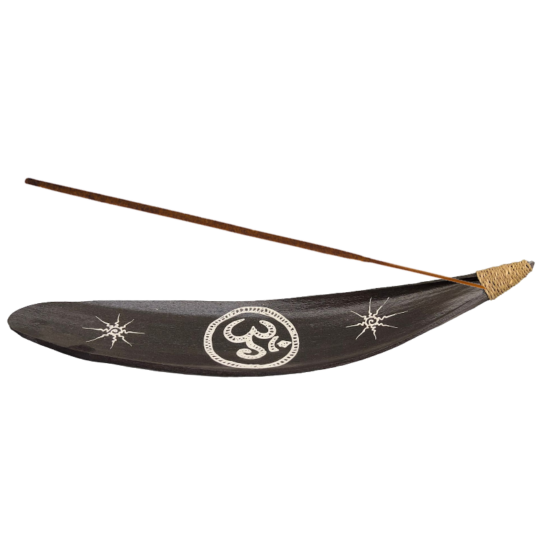 Incensario natural de hoja de Coco, pintado a mano. Ideal para trabajar inciensos en formato varillas. Grande, práctico y decorativo. ARTESANIA INDIA.